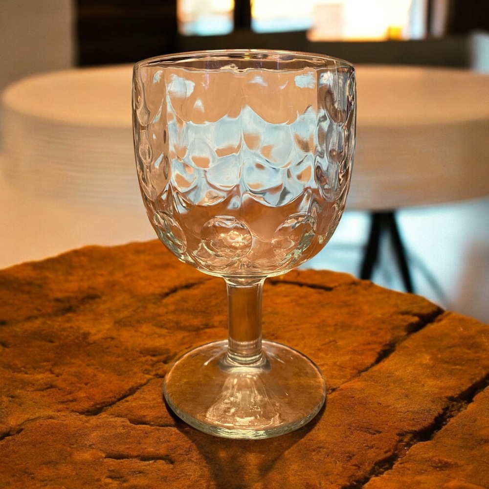 Vintage Bartlett Collins Clear Glass Thumbprint Goblet